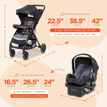 Baby Trend Passport Cargo Travel System With EZ Lift Plus Car Seat