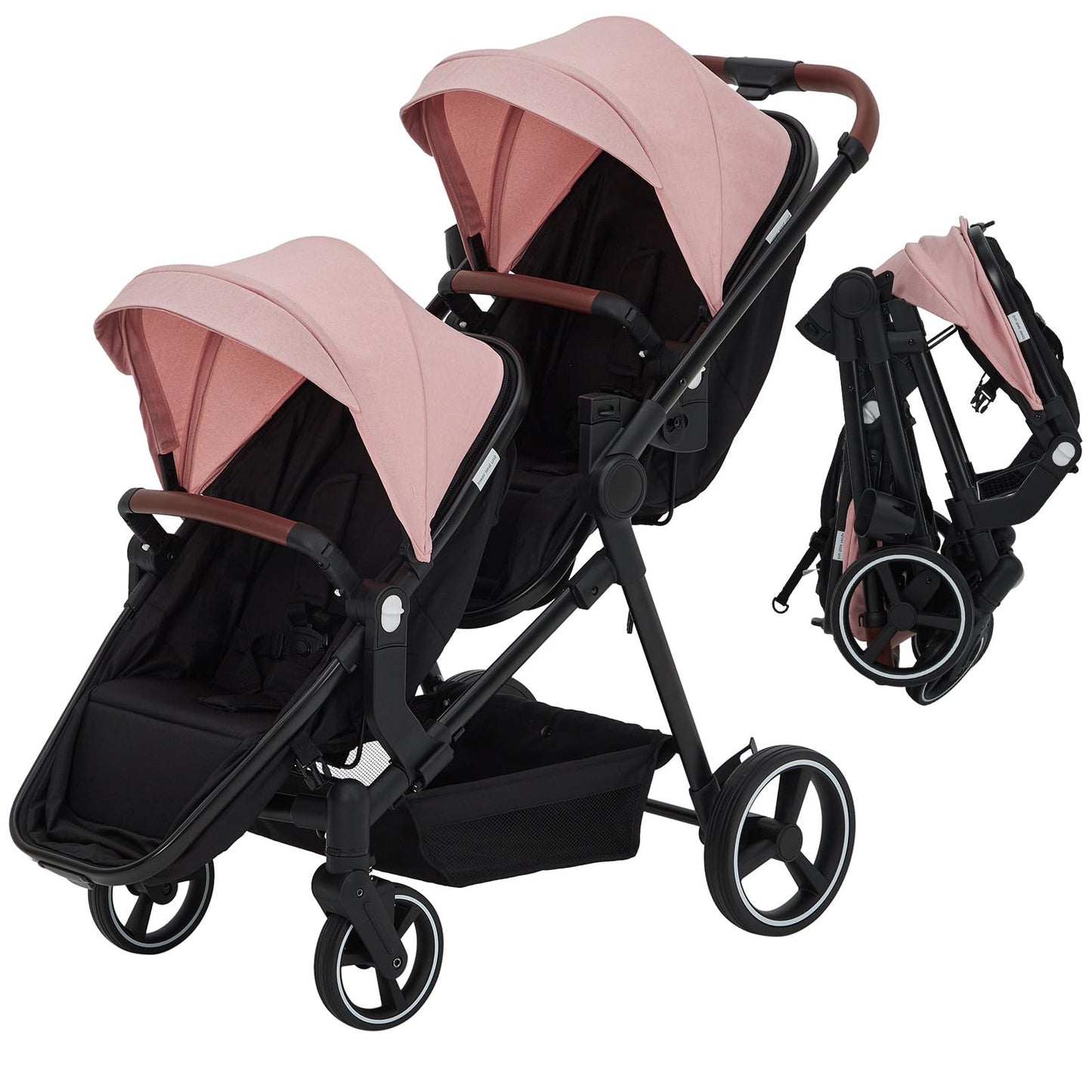 Tandem Double Stroller For Newborn And Toddler Twins Foldable For Easy Travel And Storage