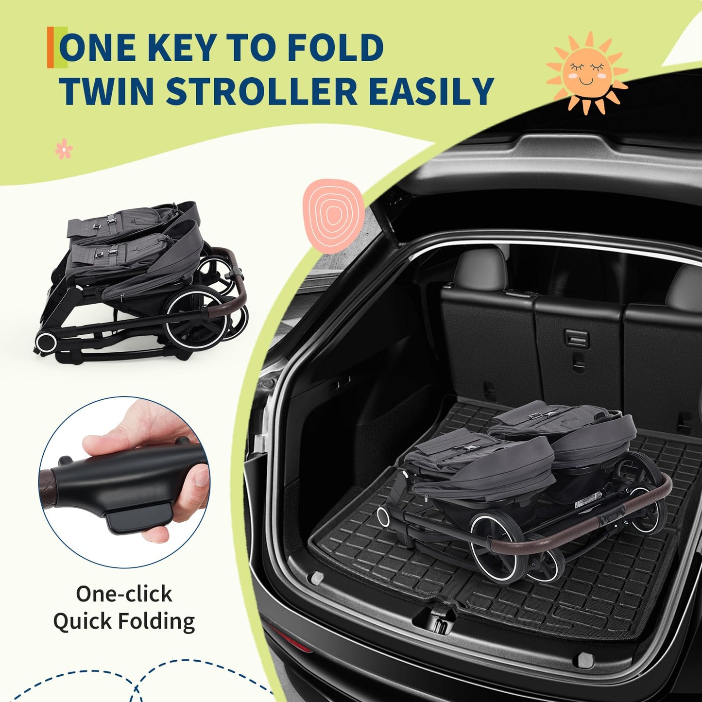 Double Stroller For Twins Lightweight Side By Side Reclining Seats