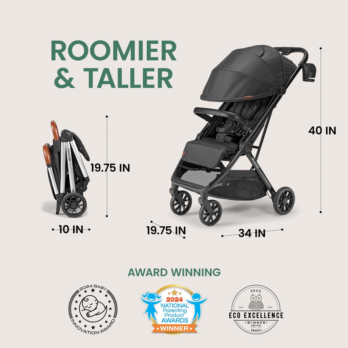 Bombi Bēbee V2 Lightweight Baby Stroller One Hand Fold