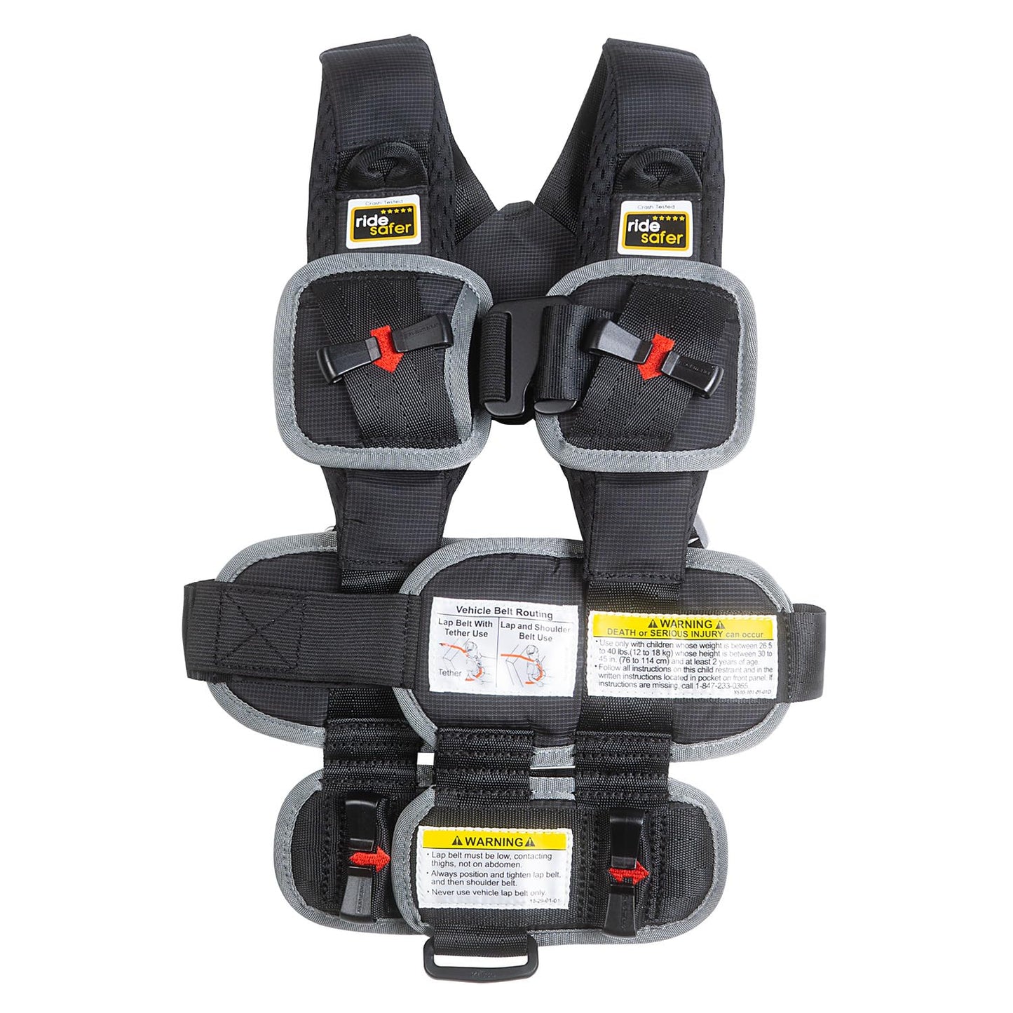 RideSafer Portable Car Seat Small Black Lightweight For Travel And Everyday Child Safety