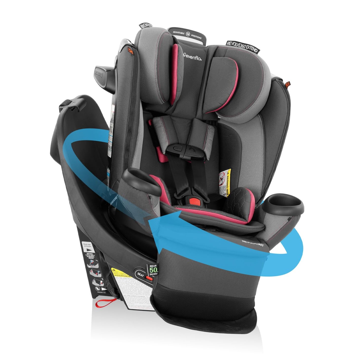 Evenflo Revolve360 Extend Rotational All In One Convertible Car Seat with 360 Degree Rotation and Extended Rear Facing