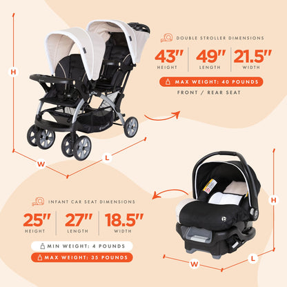 Baby Trend Double Stroller Car Seat Travel System Stormy