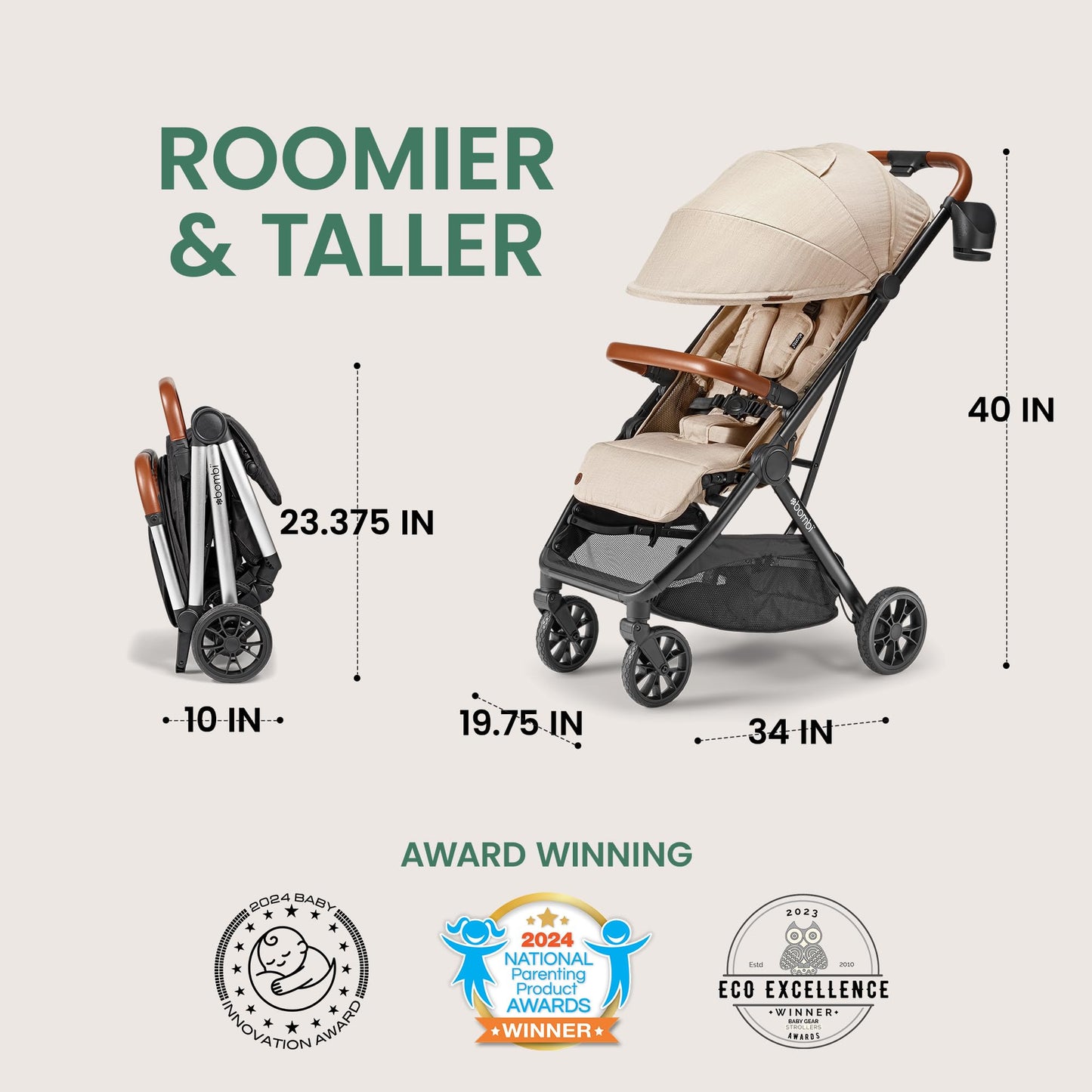 Bombi Bēbee V2 Lightweight Baby Stroller One Hand Fold