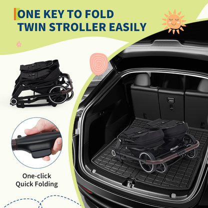 Double Stroller For Twins Lightweight Side By Side Reclining Seats
