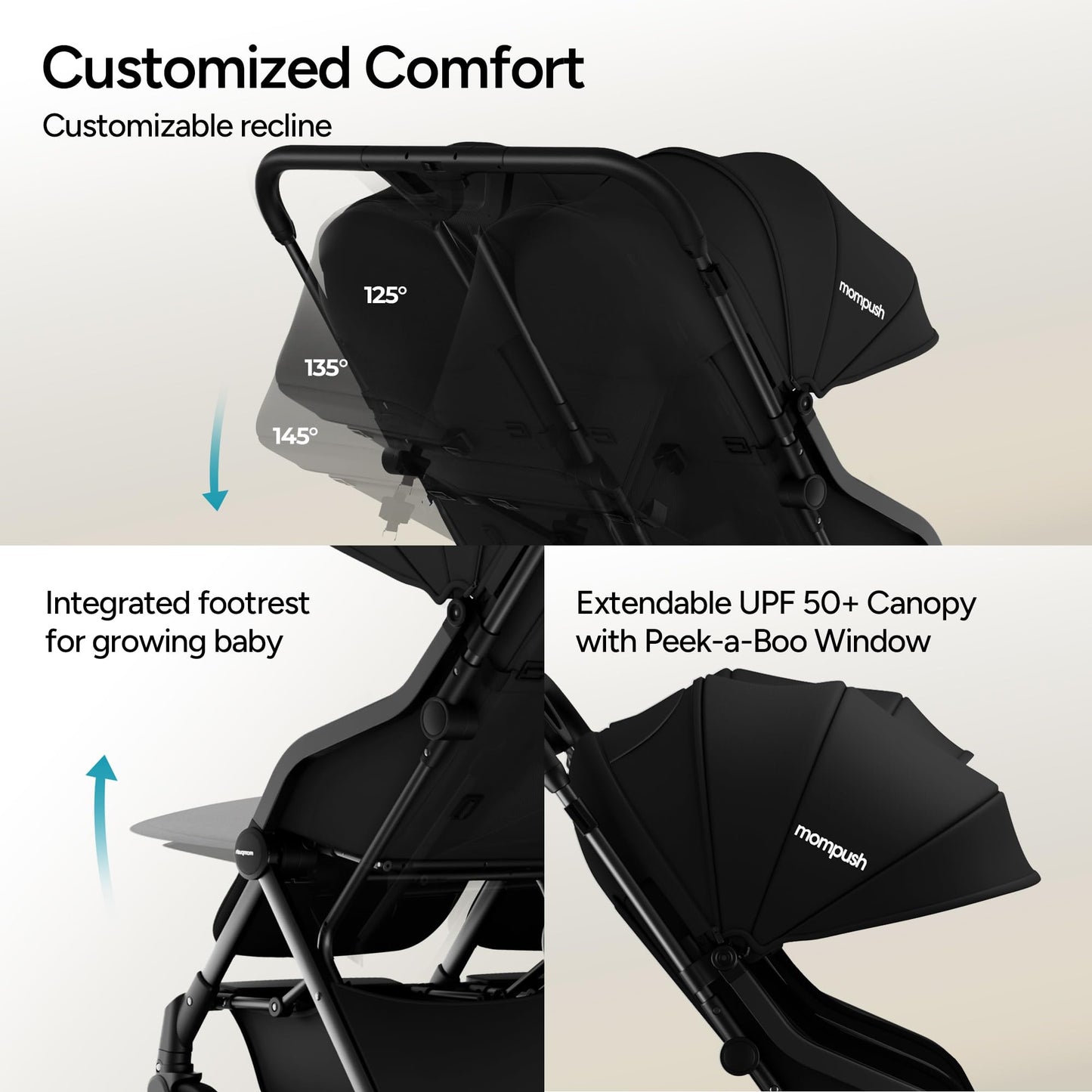 Mompush Lithe Double Stroller Lightweight Side by Side