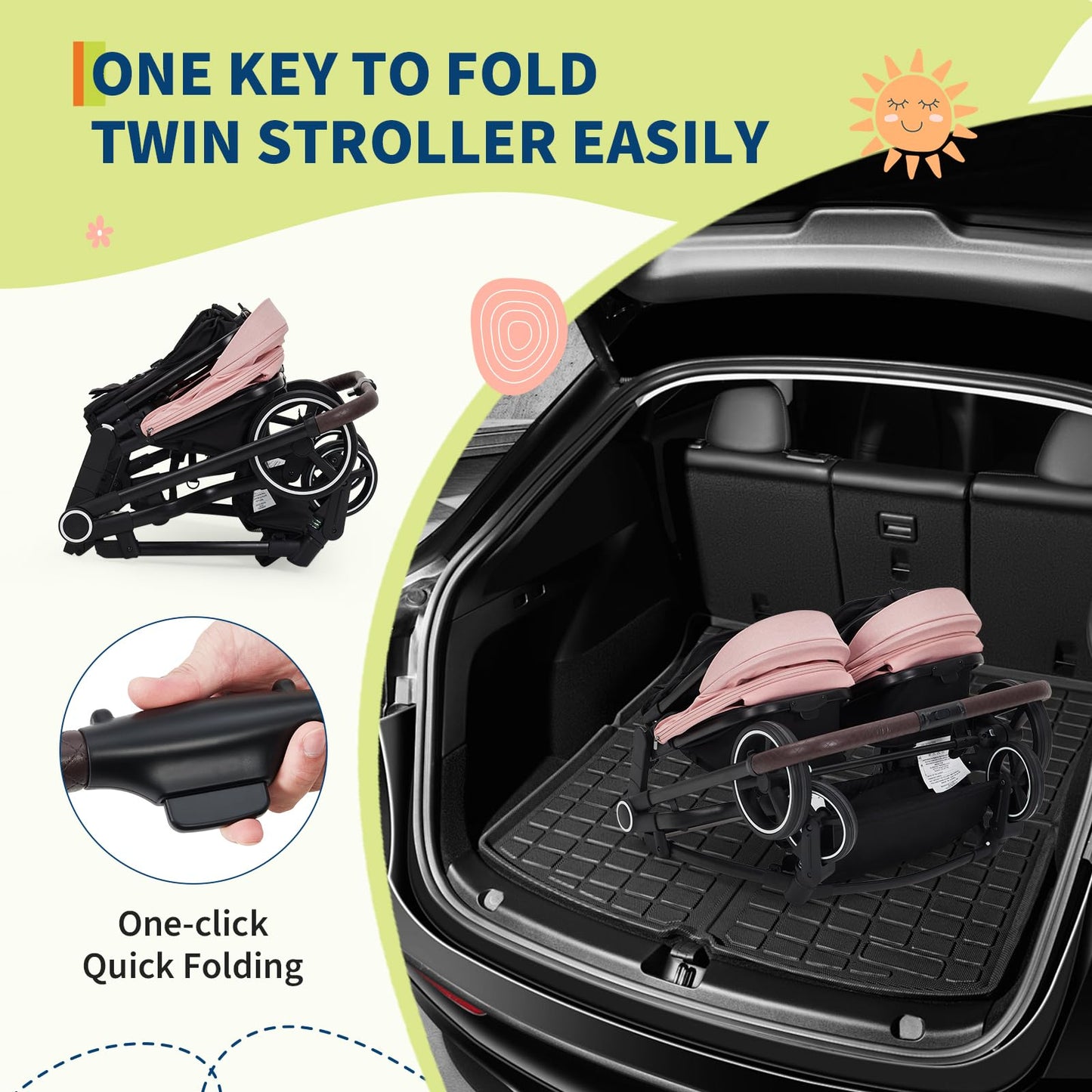 Double Stroller For Twins Lightweight Side By Side Reclining Seats