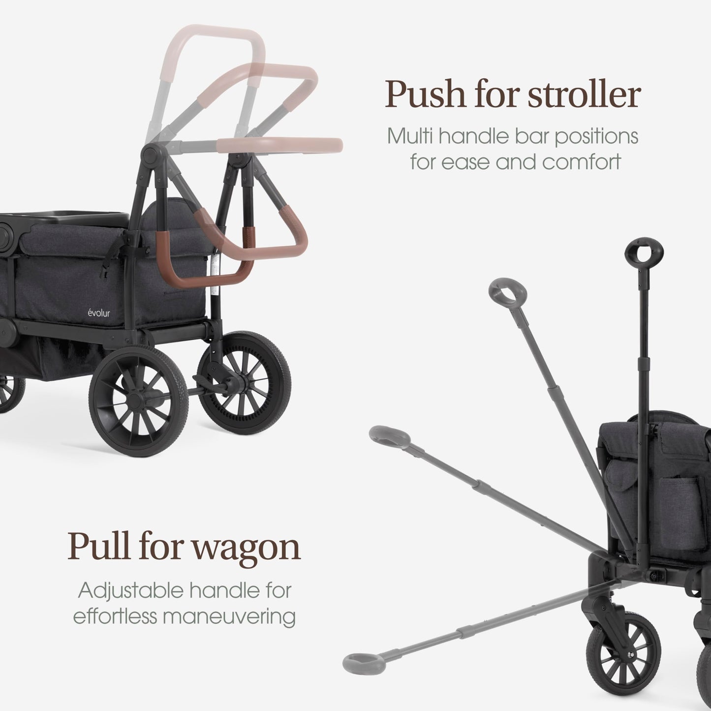 Evolur Trailblazer Wagon Double Stroller All Terrain Wheels For Smooth Outdoor Rides