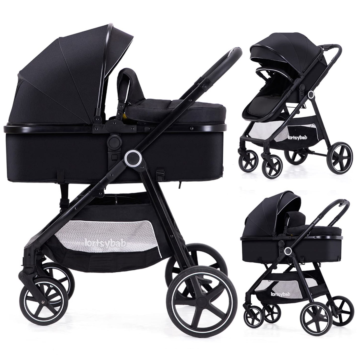 2-In-1 Baby Stroller Foldable With Reversible Seat For Infants And Toddlers 0-36 Months Beige