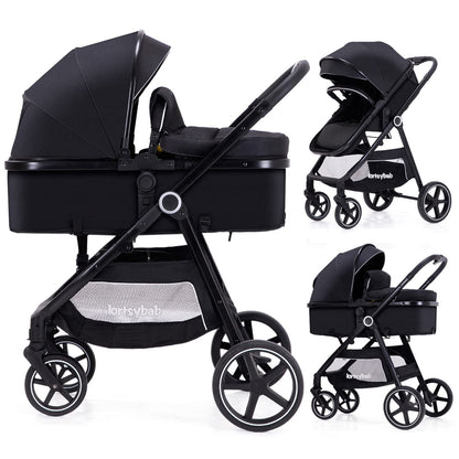 2-In-1 Baby Stroller Foldable With Reversible Seat For Infants And Toddlers 0-36 Months Beige