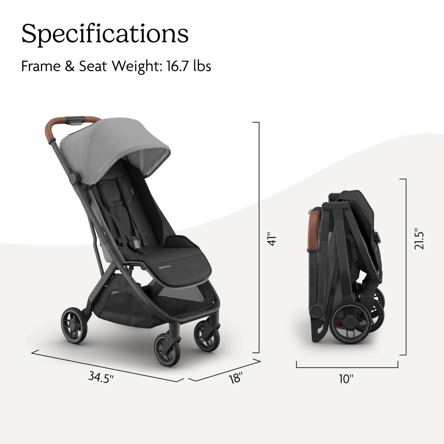 UPPAbaby Minu V3 Travel Stroller Lightweight One Hand Fold For Easy Overhead Travel
