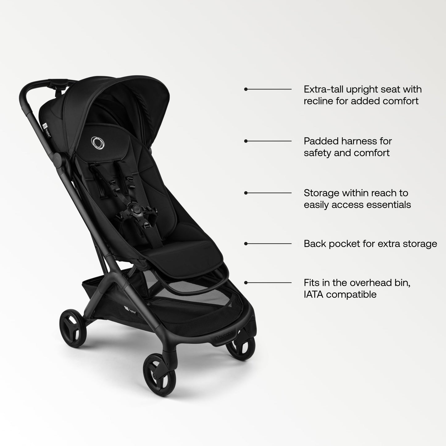 Bugaboo Butterfly 2 Travel Stroller Ultra Compact One Second Fold Lightweight Airplane Friendly Black