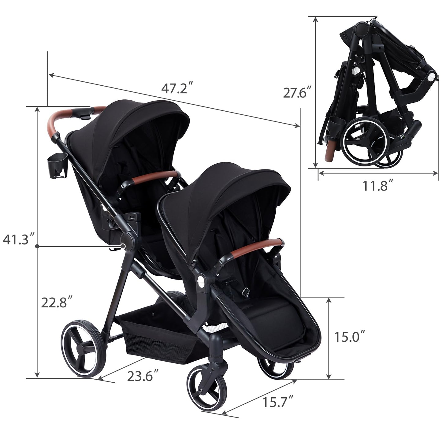 Tandem Stroller For Newborn And Toddler With Reversible Seats