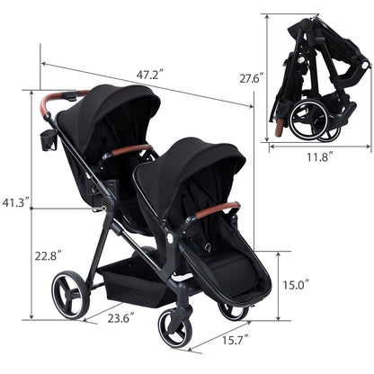 Tandem Stroller For Newborn And Toddler With Reversible Seats