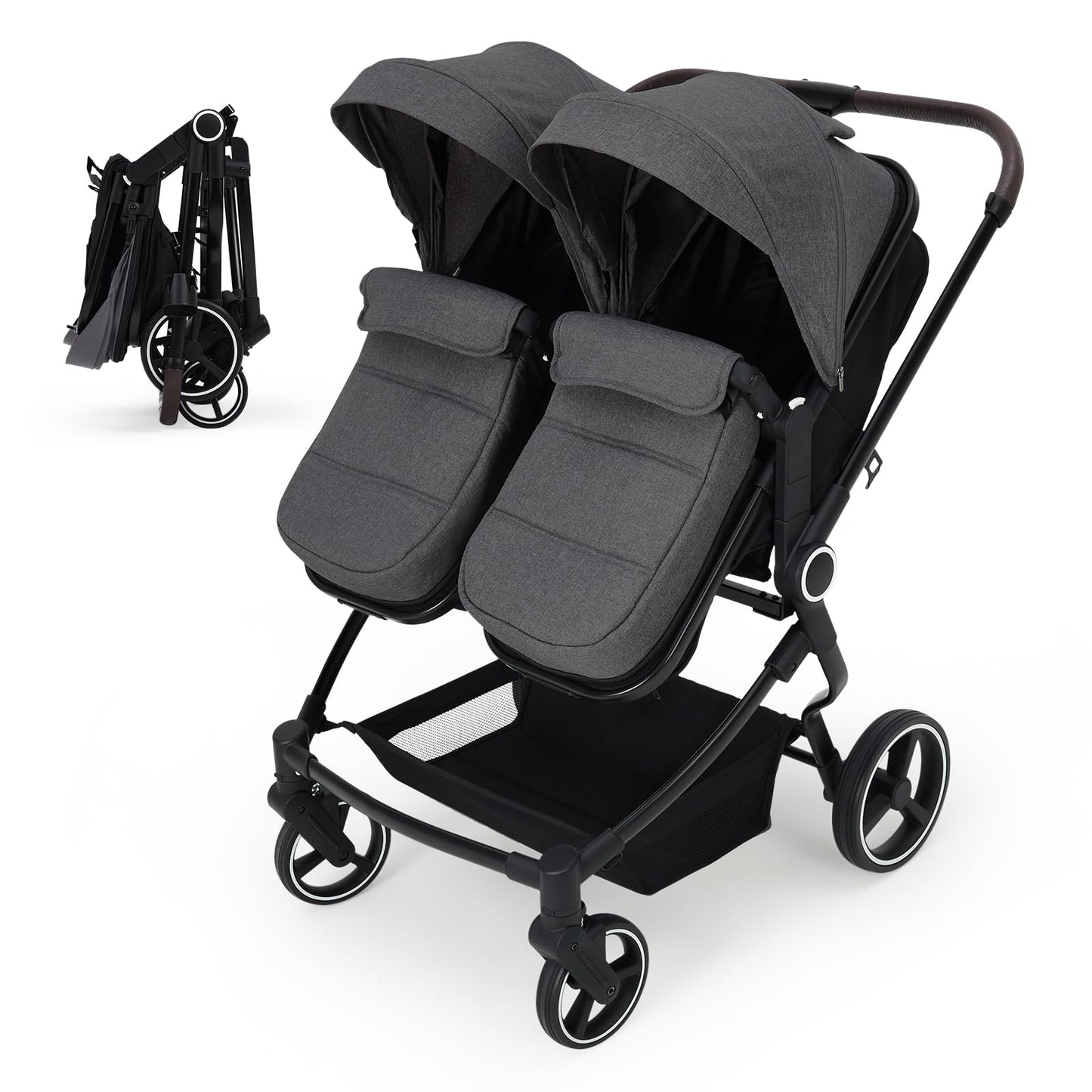 Double Stroller Tandem for Newborn and Toddler with Lightweight Compact Fold for Easy Travel and City Streets Pink