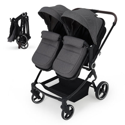 Double Stroller Tandem for Newborn and Toddler with Lightweight Compact Fold for Easy Travel and City Streets Pink