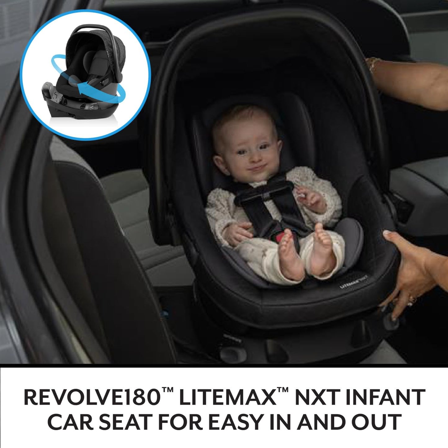 Evenflo Shyft Intuiti Travel System Revolve180 LiteMax NXT Rotating Car Seat 3 To 30 Lbs Fossil Gray
