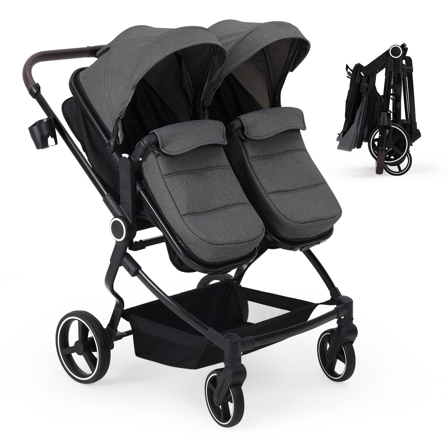 Double Stroller For Twins Lightweight Side By Side Reclining Seats