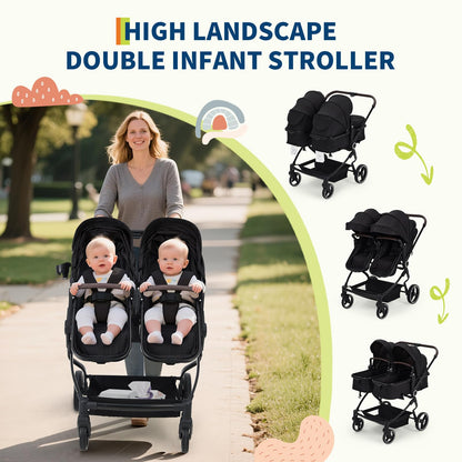 Double Stroller For Twins Lightweight Side By Side Reclining Seats