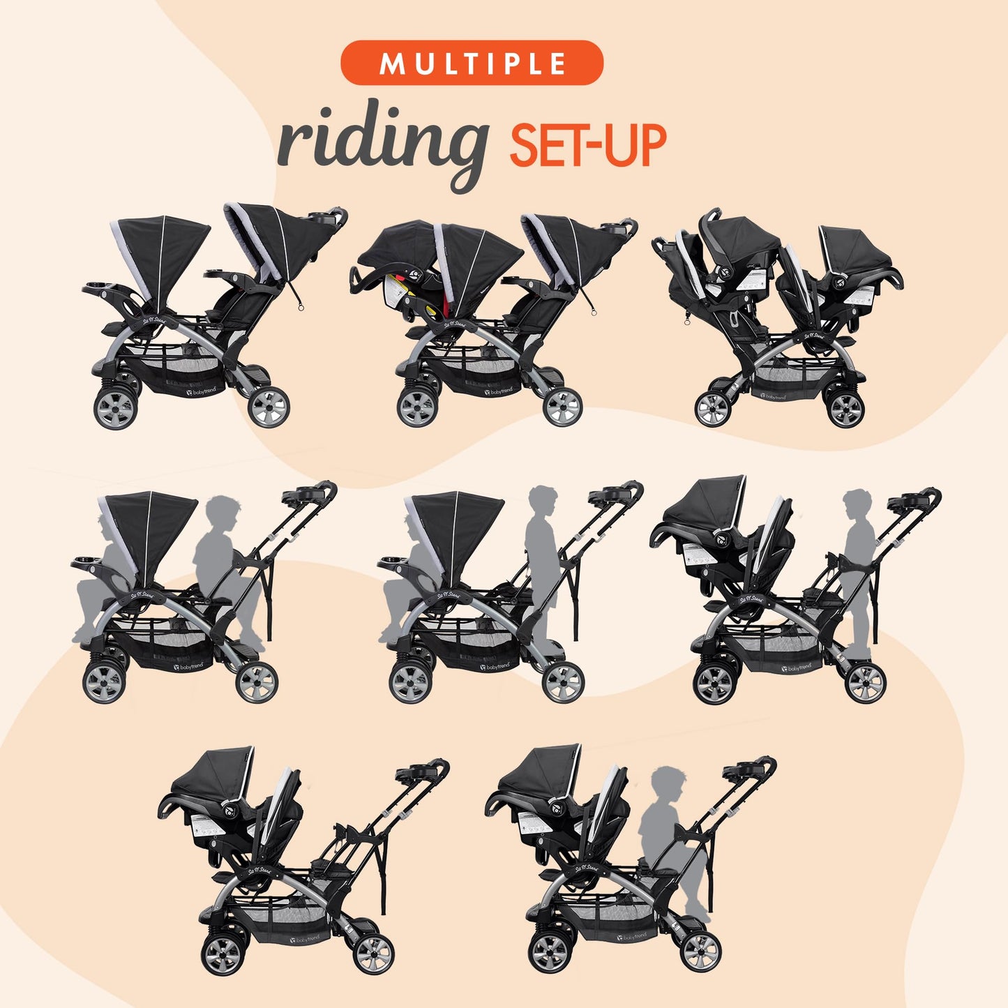 Baby Trend Double Stroller Car Seat Travel System Stormy