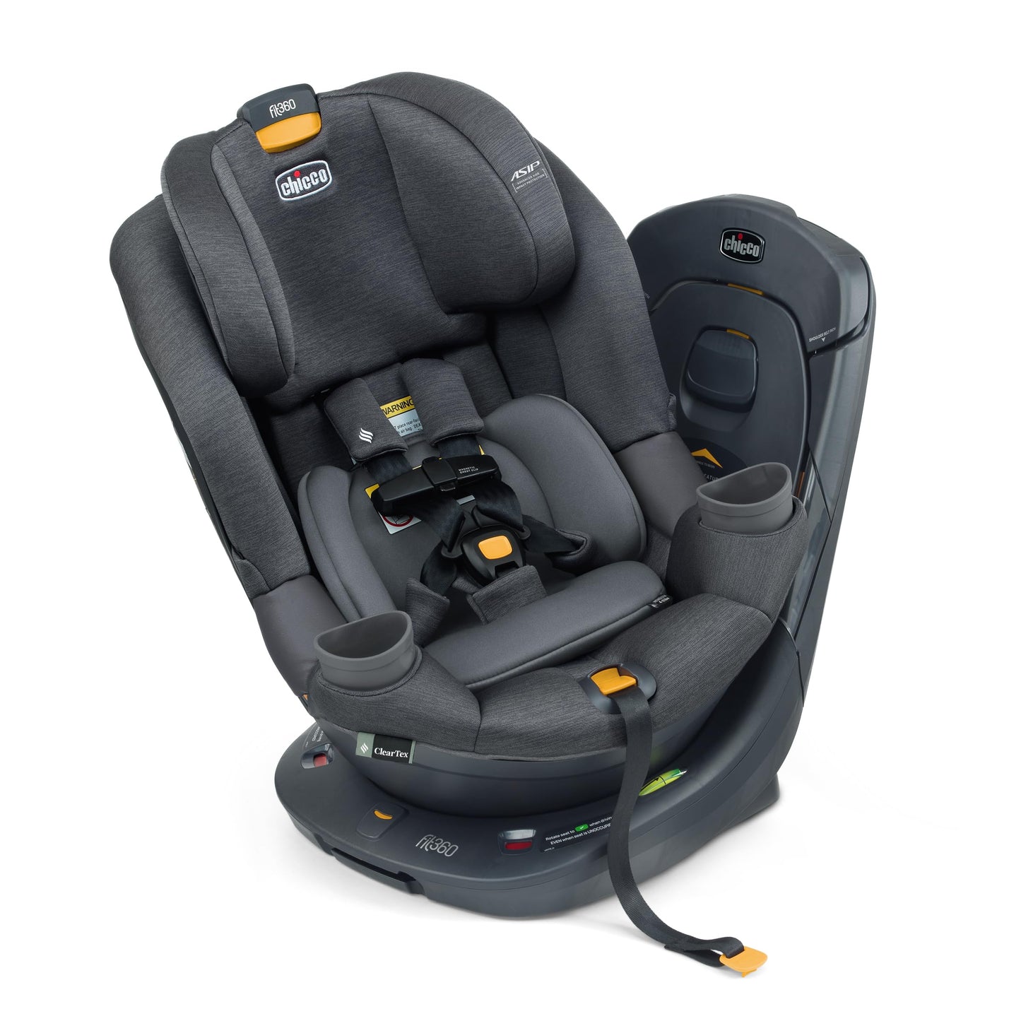 Chicco Fit360 ClearTex Rotating Convertible Car Seat With 360 Degree Rotation And Lever Lock System Obsidian Black
