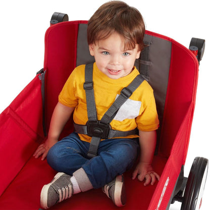 Radio Flyer Convertible Wagon For Kids With Adjustable Handle Cup Holder And Canopy
