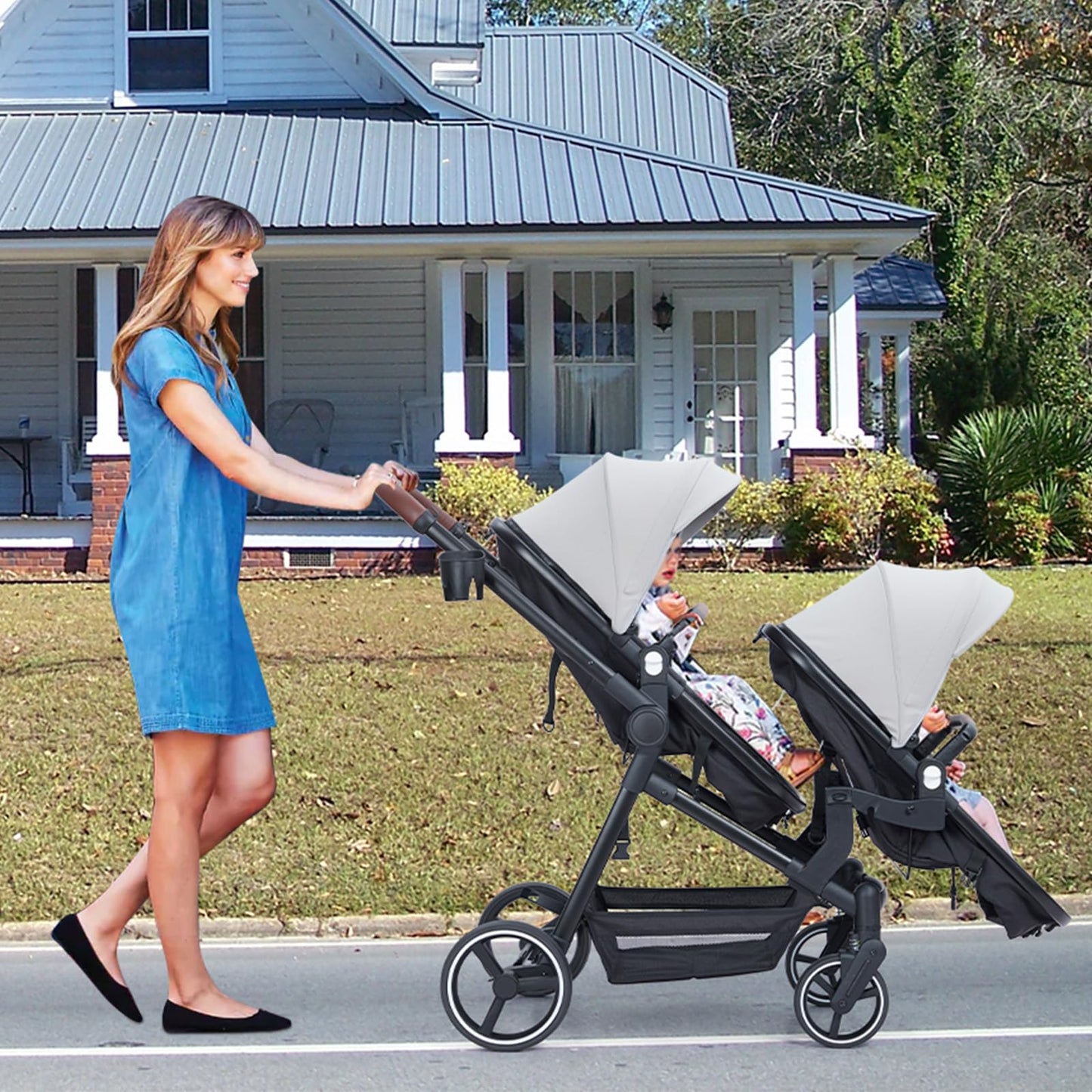 Tandem Stroller For Newborn And Toddler With Reversible Seats