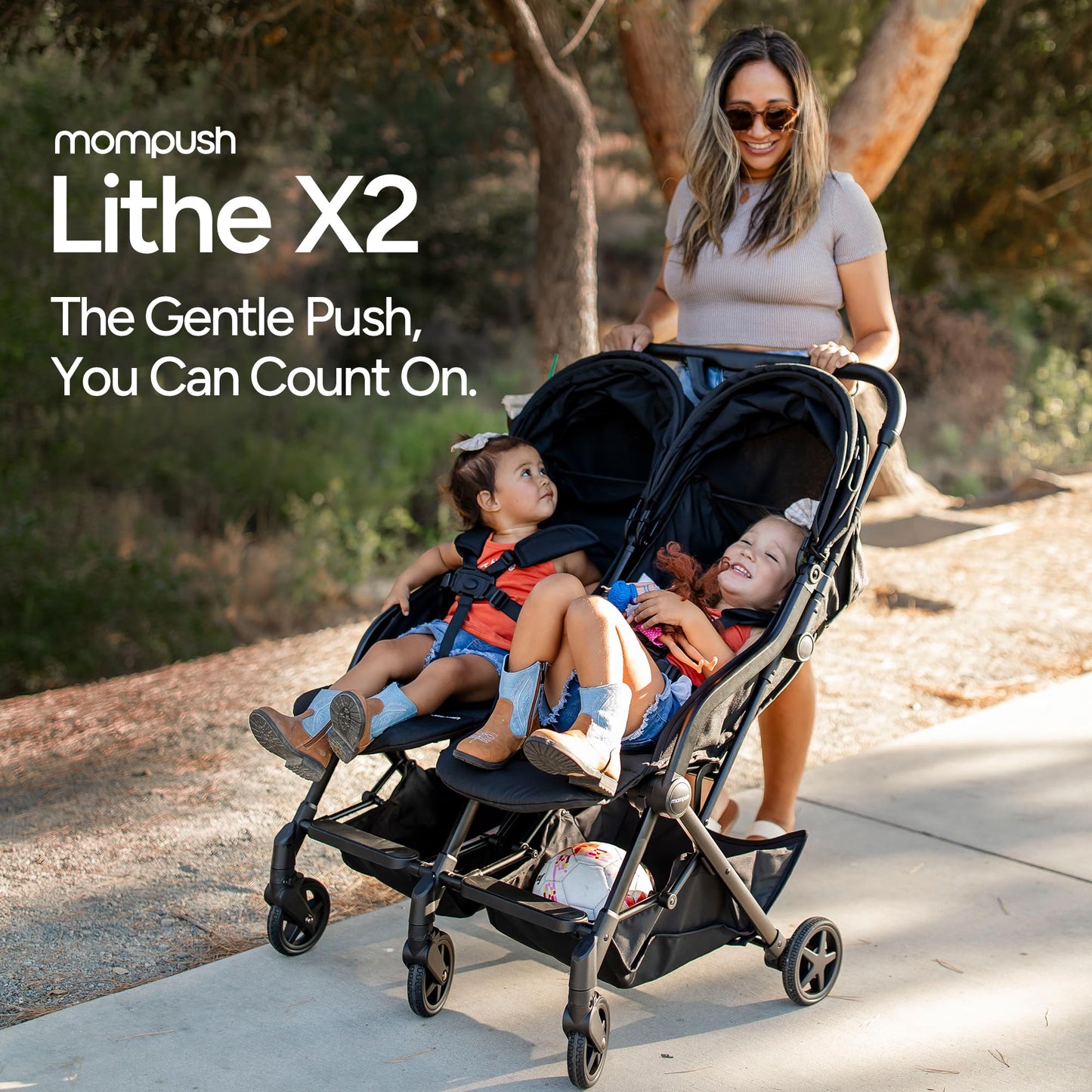 Mompush Lithe Double Stroller Lightweight Side by Side
