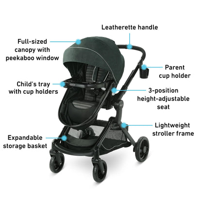 Graco Modes Nest Travel System With Slide2Me Height Adjustable Seat