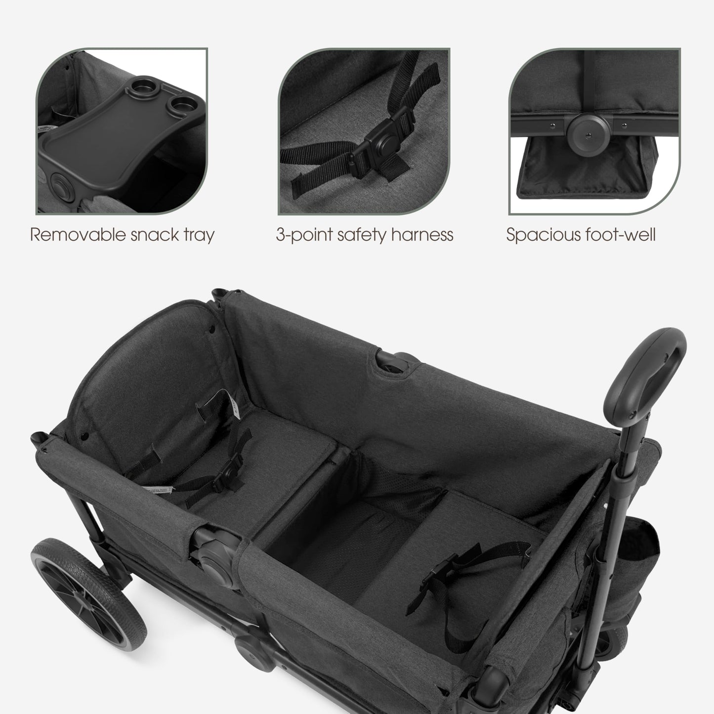Evolur Trailblazer Wagon Double Stroller All Terrain Wheels For Smooth Outdoor Rides