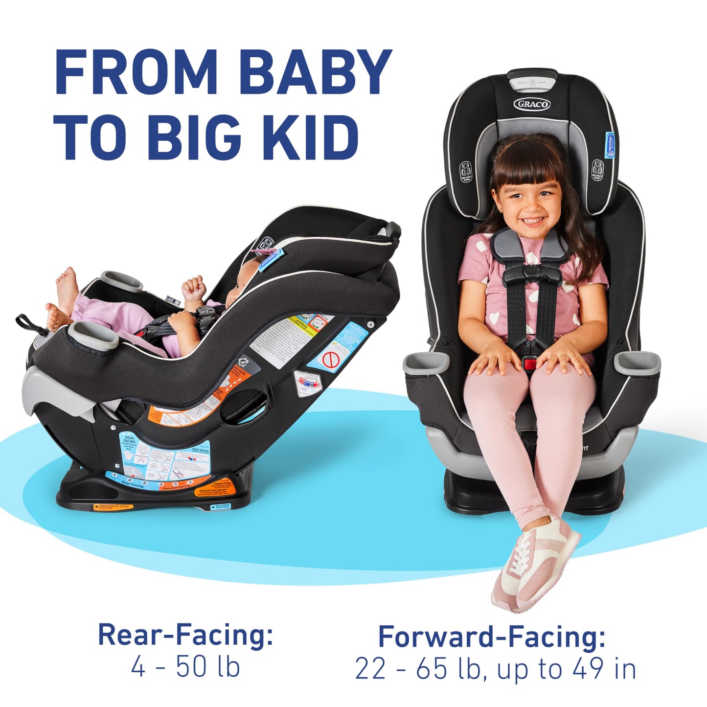 Graco Extend2Fit Convertible Car Seat With 4 Position Extension Panel For Extra Legroom