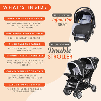 Baby Trend Double Stroller Car Seat Travel System Stormy