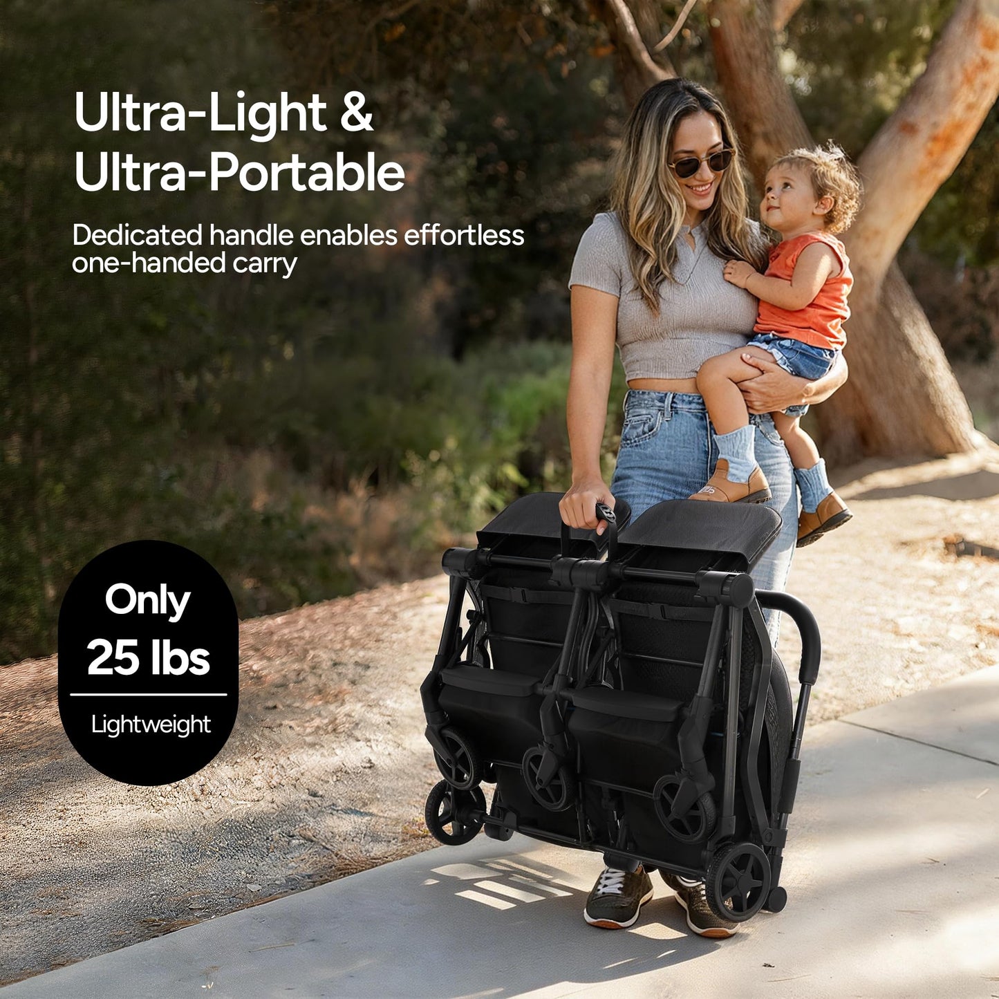 Mompush Lithe Double Stroller Lightweight Side by Side