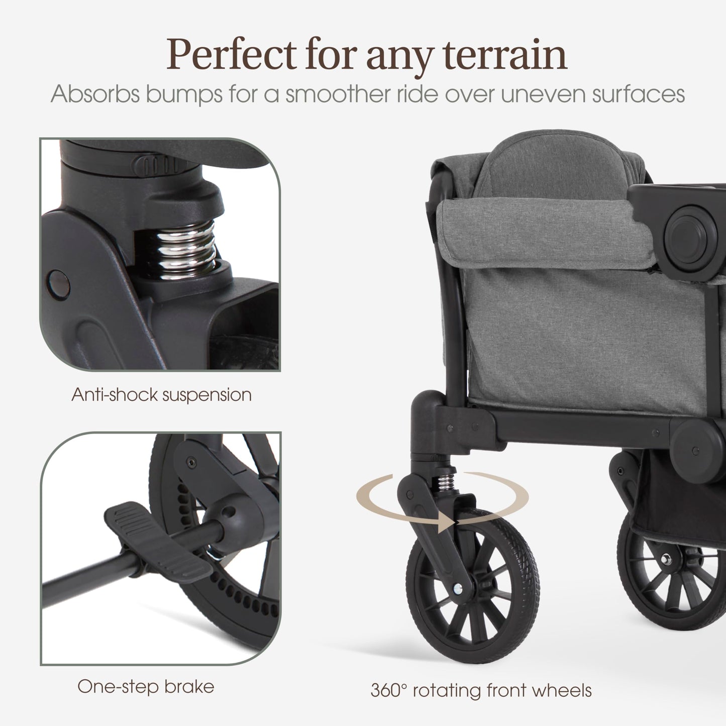 Evolur Trailblazer Wagon Double Stroller All Terrain Wheels For Smooth Outdoor Rides