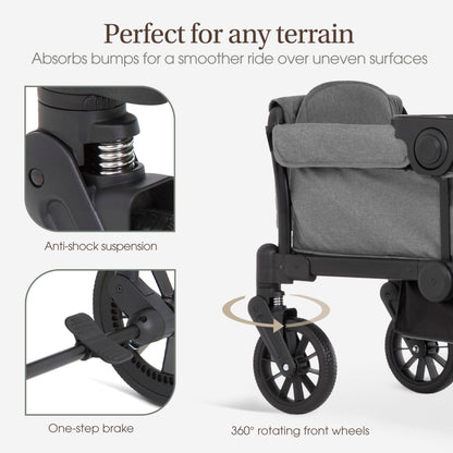 Evolur Trailblazer Wagon Double Stroller All Terrain Wheels For Smooth Outdoor Rides