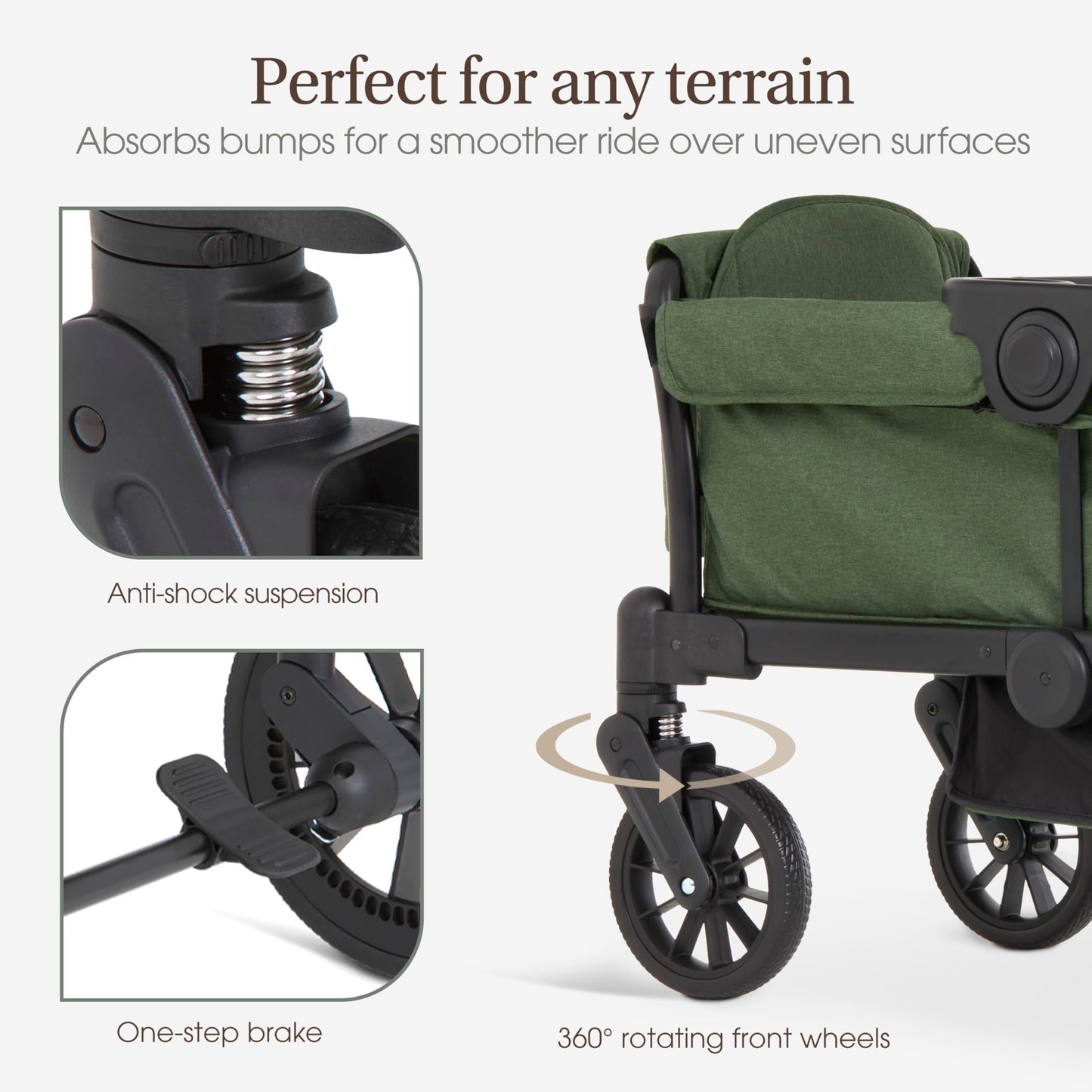 Evolur Trailblazer Wagon Double Stroller All Terrain Wheels For Smooth Outdoor Rides