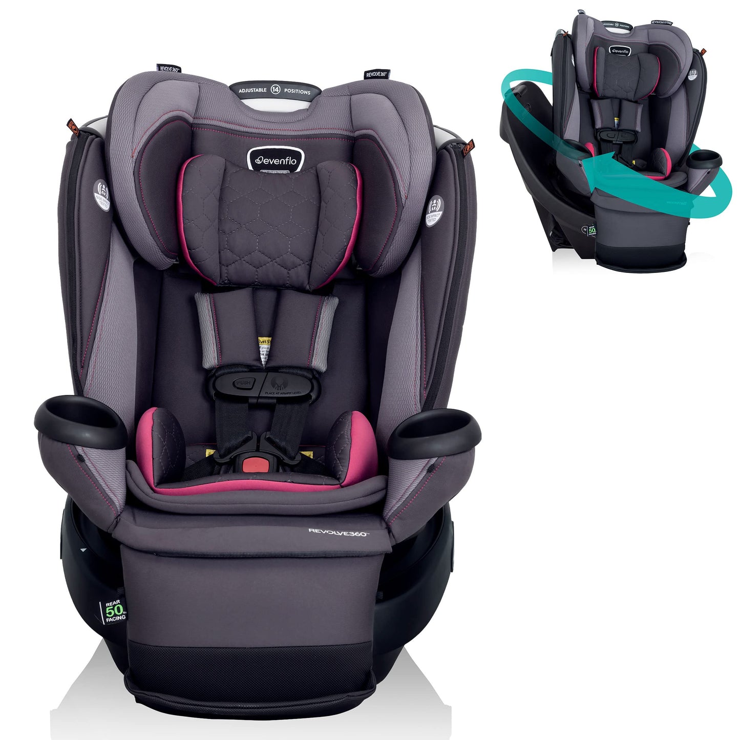 Evenflo Revolve360 Extend Rotational All In One Convertible Car Seat with 360 Degree Rotation and Extended Rear Facing