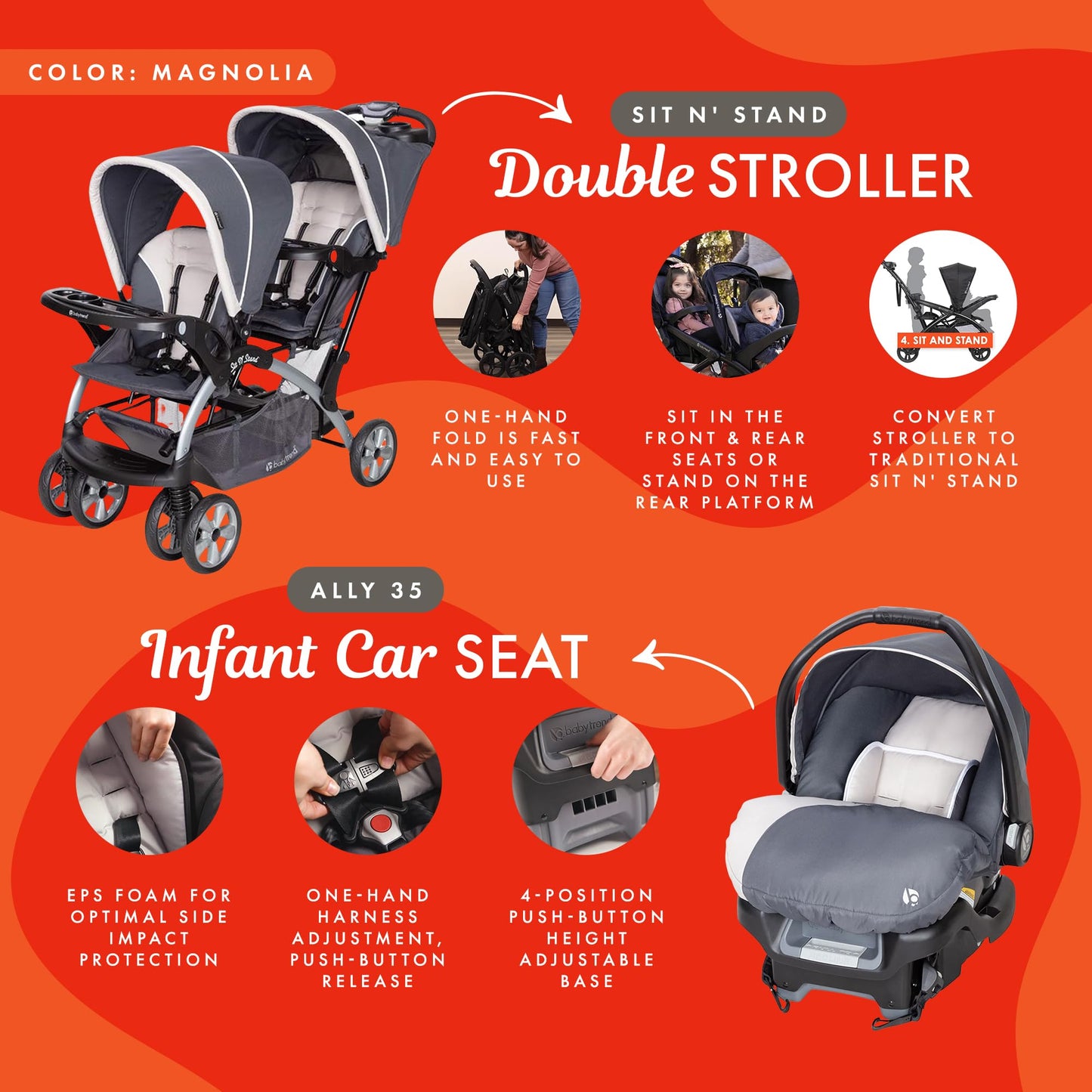 Baby Trend Double Stroller Car Seat Travel System Stormy