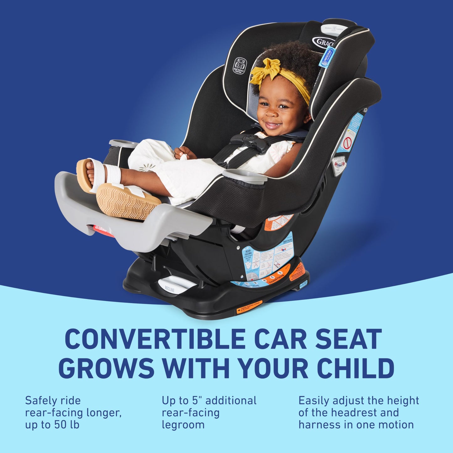 Graco Extend2Fit Convertible Car Seat With 4 Position Extension Panel For Extra Legroom