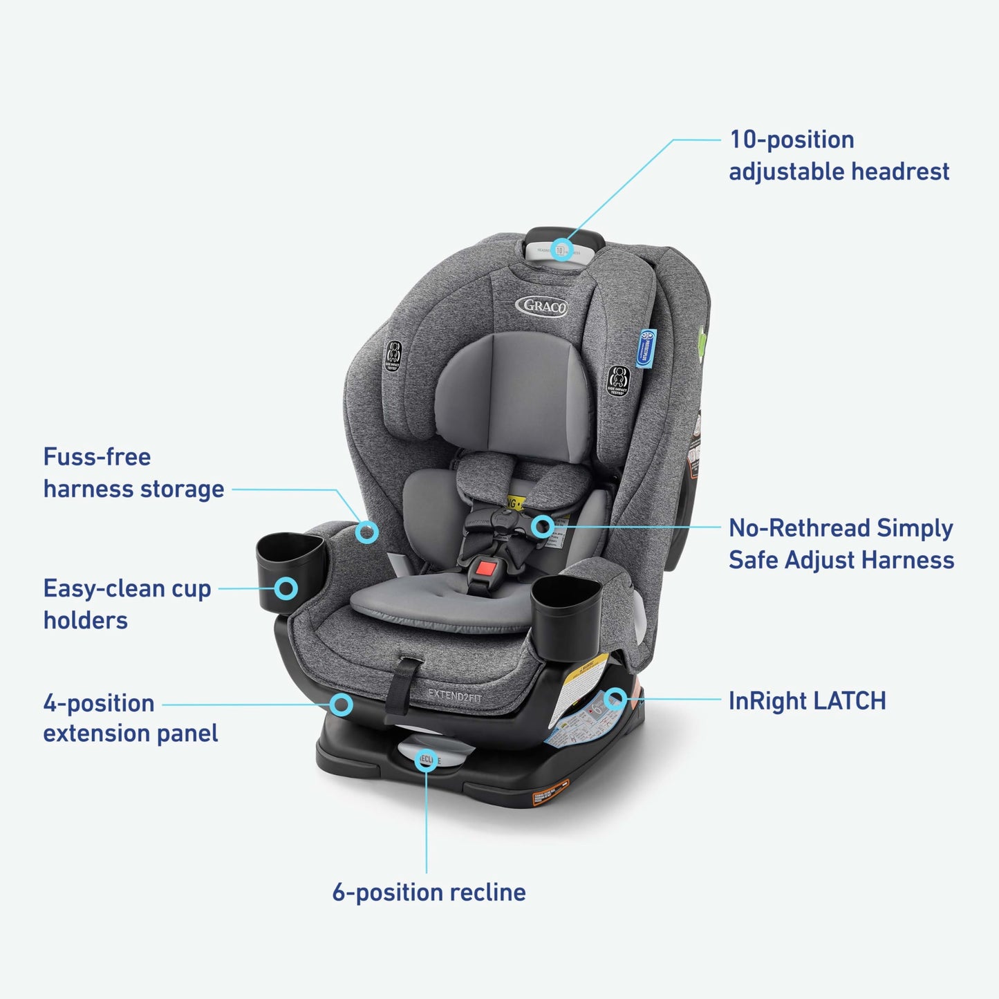 Graco Extend2Fit Convertible Car Seat With 4 Position Extension Panel For Extra Legroom