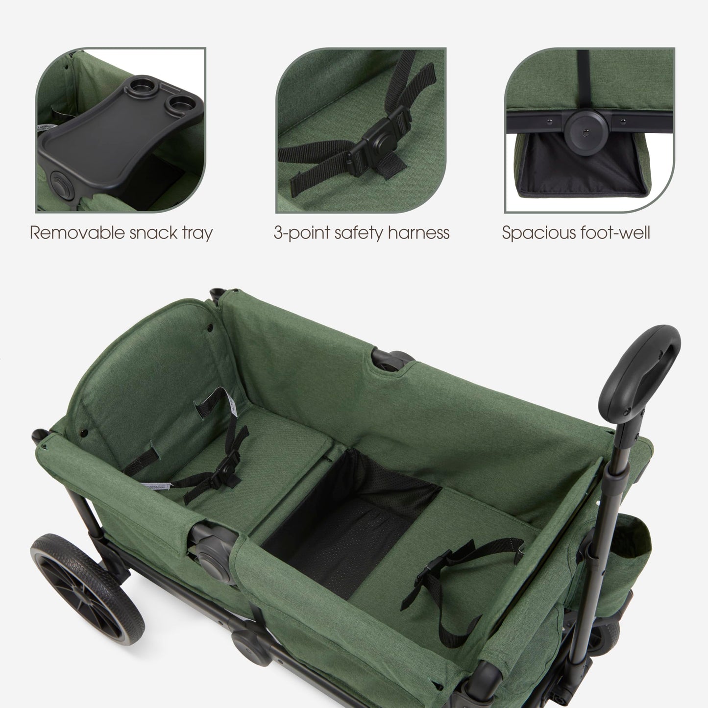 Evolur Trailblazer Wagon Double Stroller All Terrain Wheels For Smooth Outdoor Rides