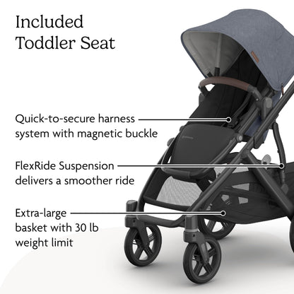 UPPAbaby Vista V3 Convertible Stroller Converts Single To Double