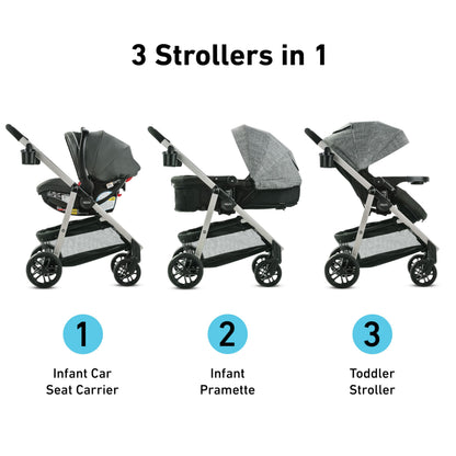 Graco Modes Pramette Travel System 3in1 Infant Car Seat Stroller