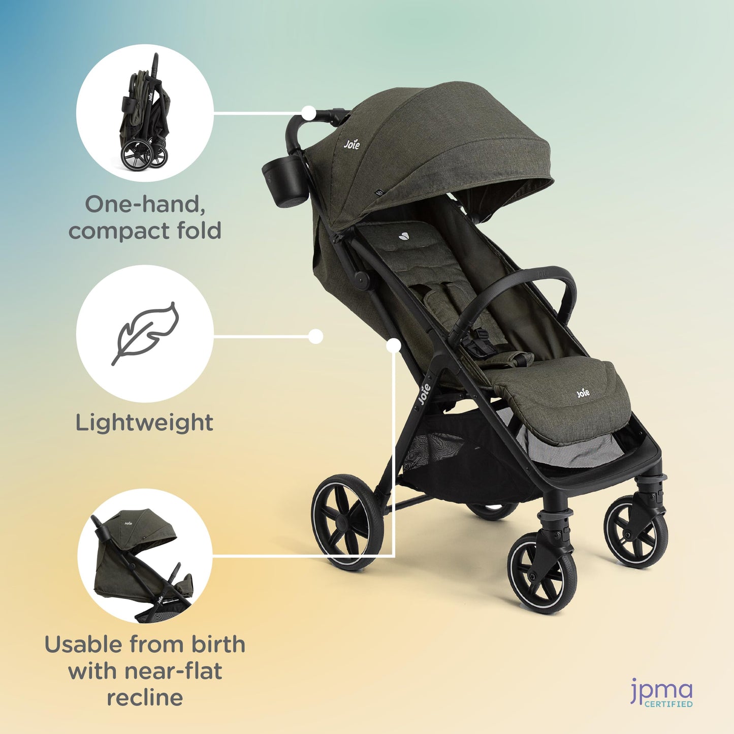 Joie Nutmeg Compact Stroller Lightweight One Hand Fold