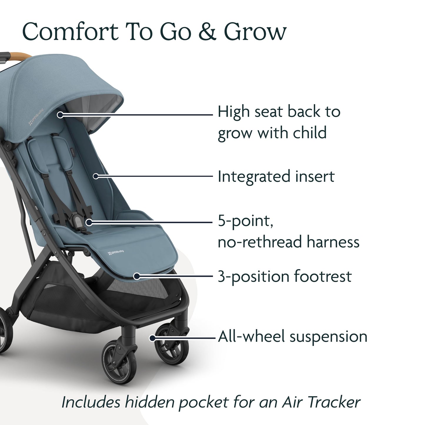 UPPAbaby Minu V3 Travel Stroller Lightweight One Hand Fold For Easy Overhead Travel