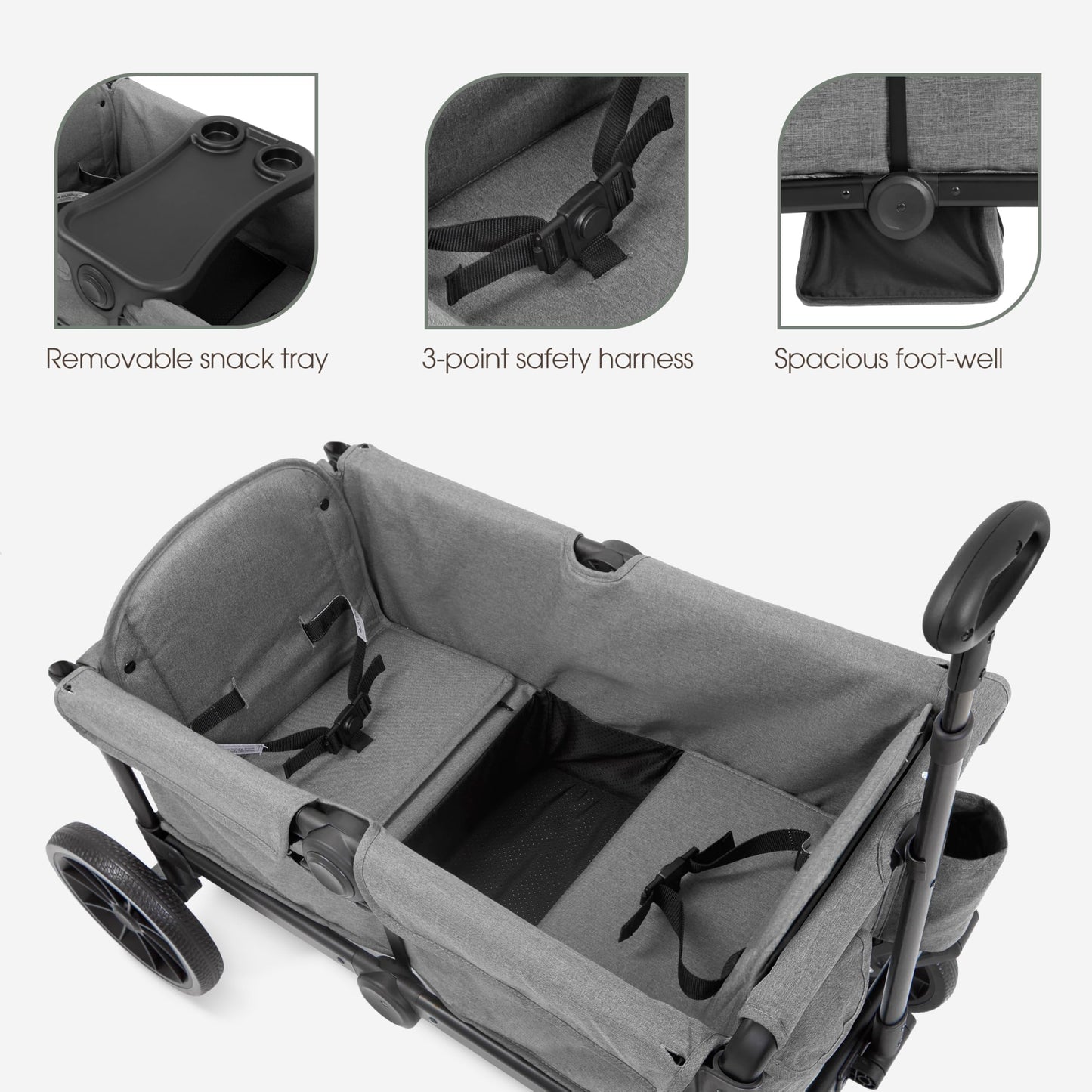 Evolur Trailblazer Wagon Double Stroller All Terrain Wheels For Smooth Outdoor Rides