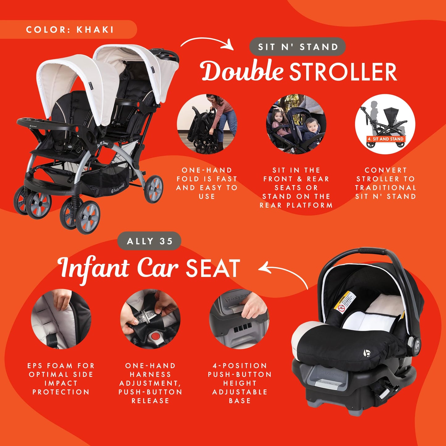 Baby Trend Double Stroller Car Seat Travel System Stormy