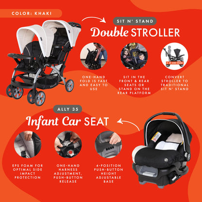 Baby Trend Double Stroller Car Seat Travel System Stormy