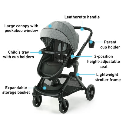 Graco Modes Nest Travel System With Slide2Me Height Adjustable Seat