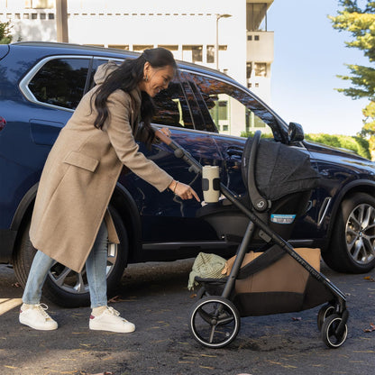 Evenflo Shyft Intuiti Travel System Revolve180 LiteMax NXT Rotating Car Seat 3 To 30 Lbs Fossil Gray